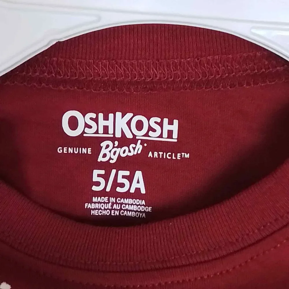 OshKosh Long Sleeve Cotton Tee Size 5 in Red w/ Fighter‎ Jet Theme